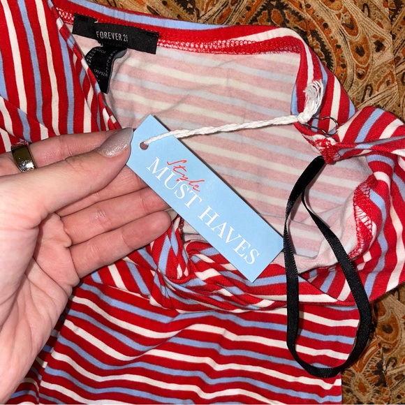 Forever 21 | Red White and Blue Striped Strapless Bodysuit - Picture 5 of 7